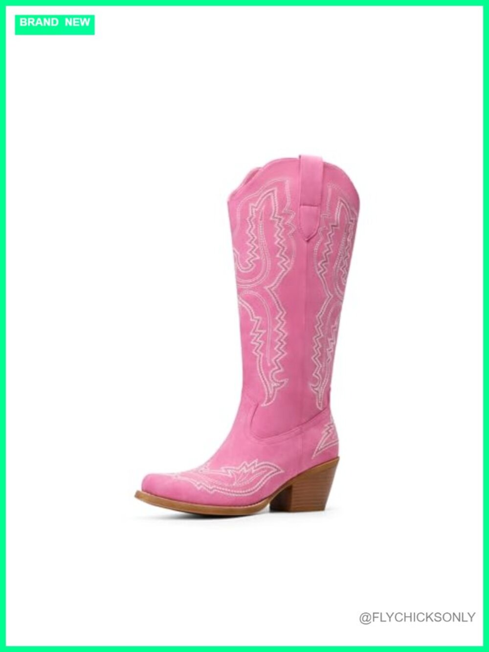 Knee High Western Cowboy Boots Faux Leather Square Toe Women